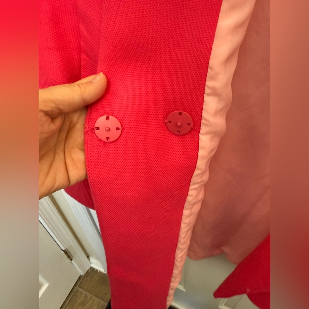 Zara hot pink oversized cotton weave coat size XL Long 3/4 Sleeve - Picture 4 of 7